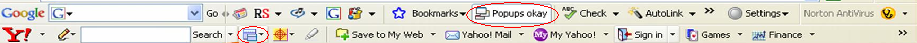 Barra navegador Google y Yahoor desactivado Popups okay